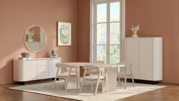 Madia 3 ante e 2 cassetti, L.180 H.82 P.43, in finitura Cashmere e piedini Lava