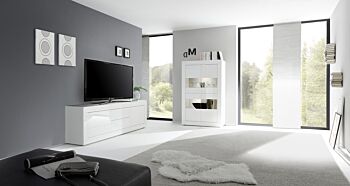 Vetrina doppia colonna "Beta" laccato Bianco Lucido 4 ante - 102x162 cm
