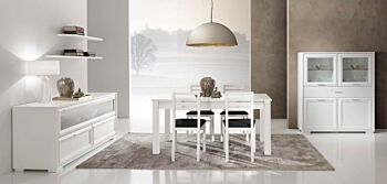 Vetrina classica Bianco frassino con cassetto, Made in Italy