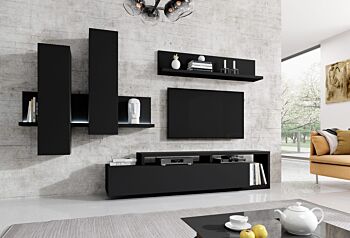 Porta TV moderno, finitura nero opaco