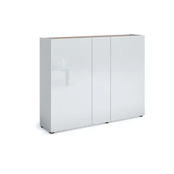 Nuova Scarpiera L.145 cm moderna 3 ante, Bianco lucido