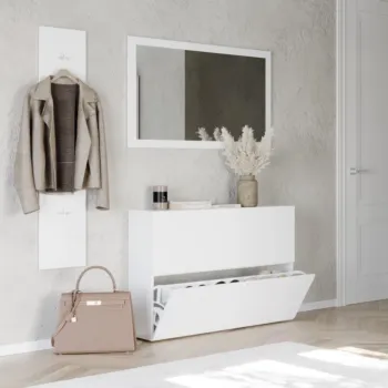 Scarpiera sospesa 2 ribalte, 110x75x25 h cm, Bianco lucido 