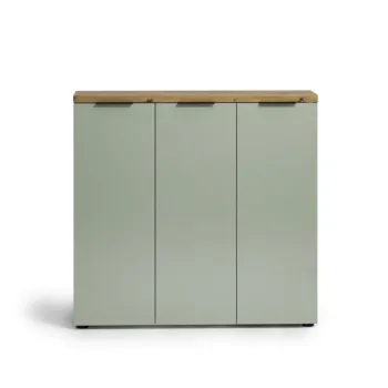 Scarpiera 3 ante a terra, Salvia laccato opaco e Rovere Zenzero Shop