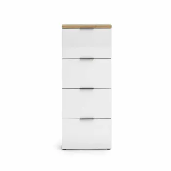 Scarpiera 4 ribalte, Bianco lucido e Rovere