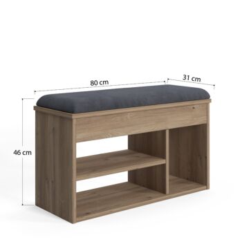 Scarpiera moderna Ankara rovere con cuscino grigio