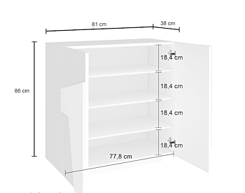 Scarpiera a 2 ante con disegni geometrici in finitura Beton
