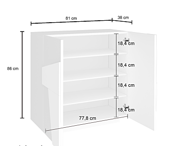 Scarpiera a 2 ante con disegni geometrici in finitura Ardesia