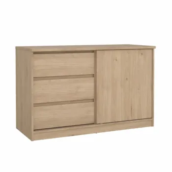Scarpiera con un anta scorrevole e tre cassetti colore Rovere Zenzero Shop
