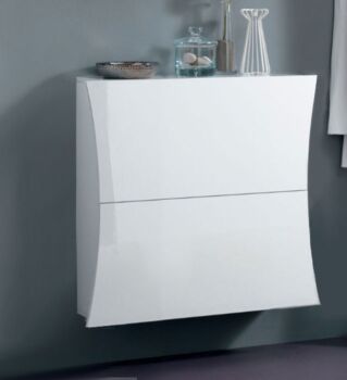 Scarpiera a 2 ante curve bianco laccato lucido, linea arco