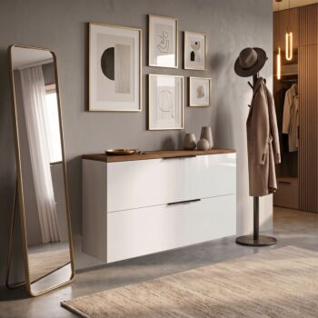 Scarpiera orizzontale Bianca, top Rovere, spedizione gratuita