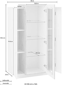 Vetrina moderna scontata Bianca, 100% Made in Italy