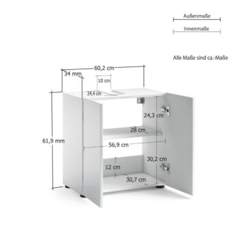 Bagno moderno completo con specchio, finitura Bianco 