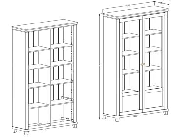Capiente e elegante vetrina 2 ante finitura bianco frassinato e rovere