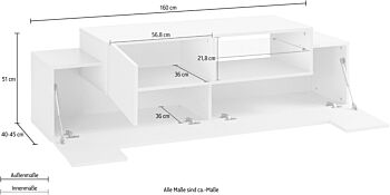 Mobile televisione L.160 cm in offerta, colore Bianco 