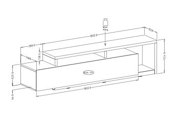 Porta TV  moderno L.219 con cassettone, colore rovere rustico