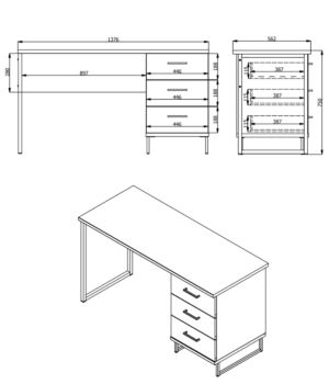Scrivania per zona studio moderna, finitura Rovere 
