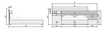 Letto matrimoniale moderno 160x190 in Grigio Argento e Olmo Natura
