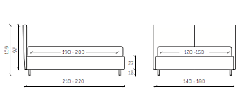 Letto matrimoniale Wezwen con contenitore in finitura grigio perla ed antracite