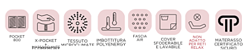 Materasso Boote con memory e 800 molle e 5 zone comfort acquacell H.24 cm