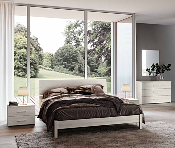 Letto matrimoniale Metiz, finitura Bianco Essenza