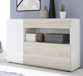 Madia economica colore rovere samoa e bianco lucido