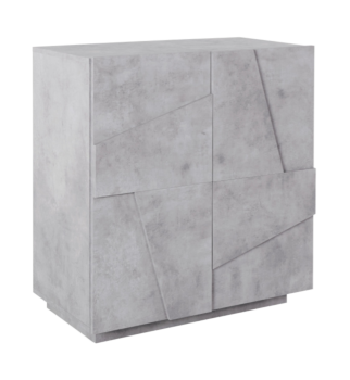Madia a 2 ante con disegni geometrici in finitura Beton