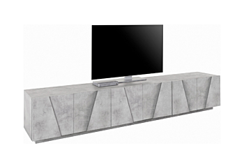 Porta tv 6 ante con disegni geometrici in finitura Beton