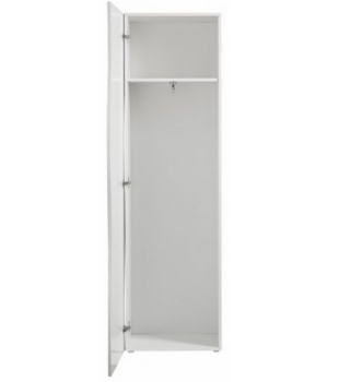 Armadio guardaroba in finitura bianco laccato lucido, linea arco