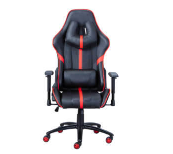 Poltrona da gaming in ecopelle nero/rossa