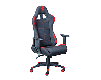 Poltrona da gaming in ecopelle nero/rossa, ruote con freno