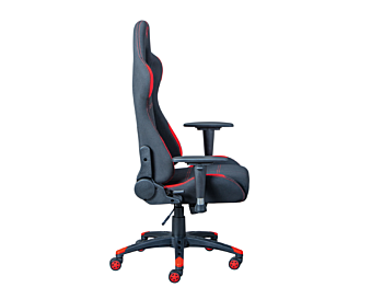 Poltrona da gaming in ecopelle nero/rossa, ruote con freno