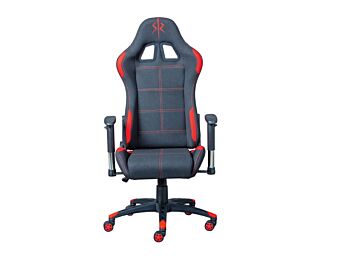 Poltrona da gaming in ecopelle nero/rossa, ruote con freno