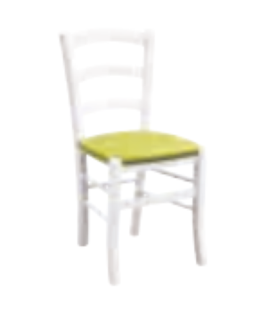Sedia in finitura laccato bianco con fondino lime