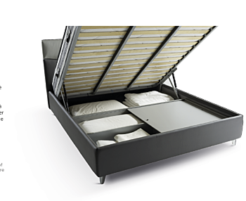 Letto contenitore matrimoiale Skat in ecopelle bianco ottico