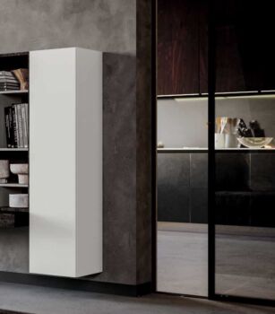 Pensile verticale battente, colore bianco opaco, made in Italy