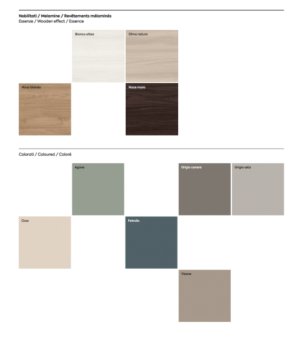 Coppia di comodini sfasati Palawan in finitura Grigio, Bianco con top in Marmo nero