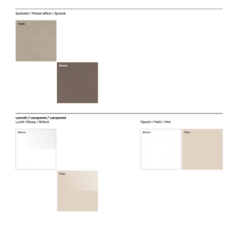 Coppia di comodini sfasati Palawan in finitura Grigio, Bianco con top in Marmo nero