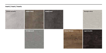 Coppia di comodini sfasati Palawan in finitura Grigio, Bianco con top in Marmo nero
