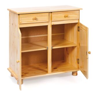Madia due ante + due cassetti in legno massiccio / naturale