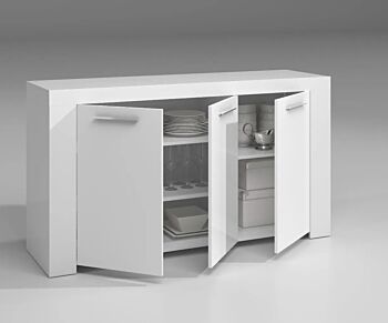 Madia, Credenza bianco opaco a 3 ante battenti