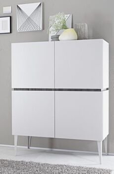 Madia Alta a 4 Ante colore bianco opaco, made in Italy