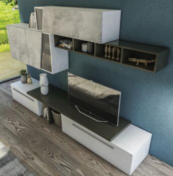 Parete attrezzata di design,  disponibile in diverse finiture, Made in Italy