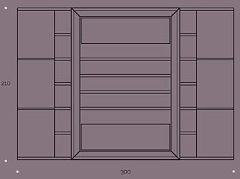 Parete attrezzata di grandi dimensioni, colore struttura Olmo Perla, finitura frontali Bianco Lucido, made in Italy