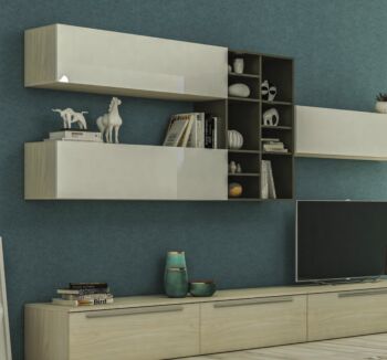 Parete attrezzata moderna con librerie, Made in Italy