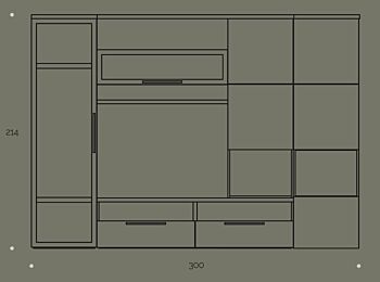 Parete attrezzata, moderna, di grandi dimensioni, finitura Olmo Perla e con frontali Bianco Lucido