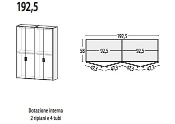 Armadio camerette Moretti Compact, Bianco frassino e Olmo