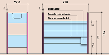 Letto soppalco con scrivania, finitura Natural wood e Agave