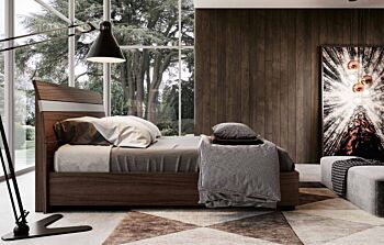 Letto matrimoniale King size, 180x200, noce moro con inserto grigio seta
