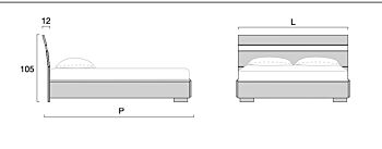 Letto matrimoniale King size, 180x200, noce moro con inserto grigio seta