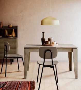 Tavolo di design L.130 allungabile, color quercia, Made in Italy
